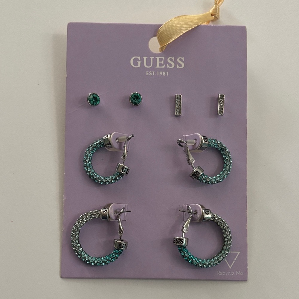 Guess Turquoise and Silver Earring Collection